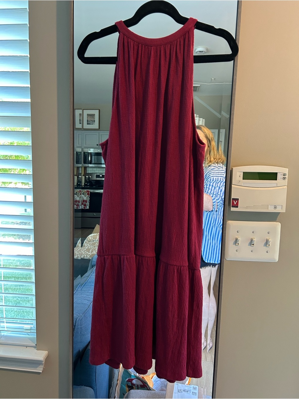 LOFT Dark Pink Sleeveless Tiered Mini Dress - Picture 4 of 5